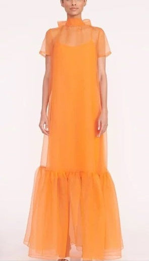 Orange Organza Gown Bridal and Bridesmaid Maxi Dress