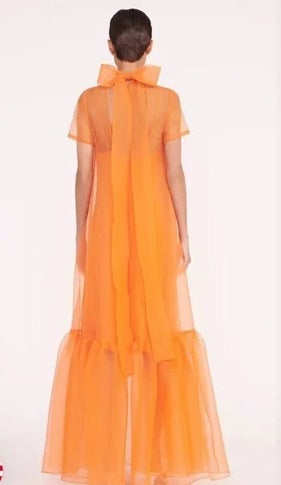 Orange Organza Gown Bridal and Bridesmaid Maxi Dress