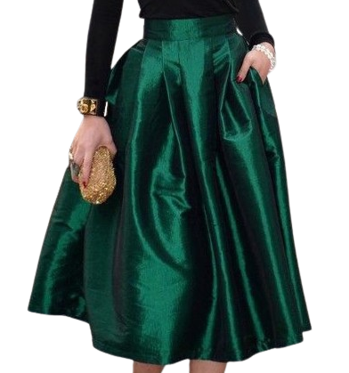 Stylish and Vibrant Emerald Green Skirt for Special Occasions