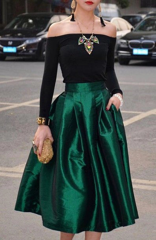 Stylish and Vibrant Emerald Green Skirt for Special Occasions