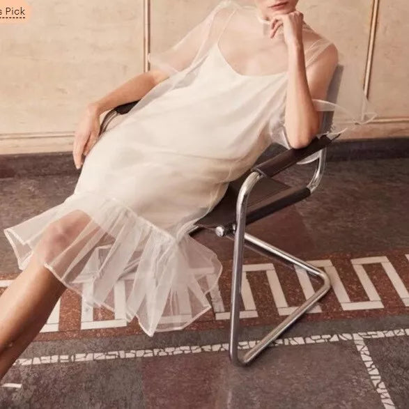 White Organza Dress Evening Wear and Any Occasion