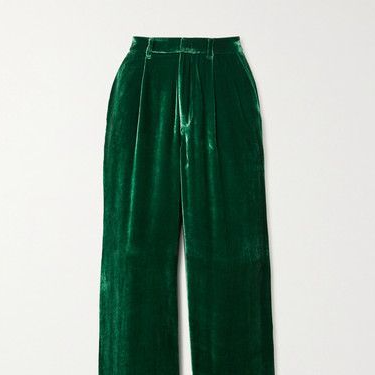 Emerald Green Velvet Wide Leg Palazzo Pants for Hen Party