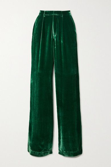 Emerald Green Velvet Wide Leg Palazzo Pants for Hen Party