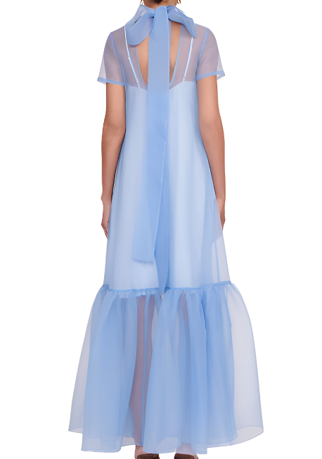 Blue Organza Bridesmaid Maxi Dress and Baby Shower