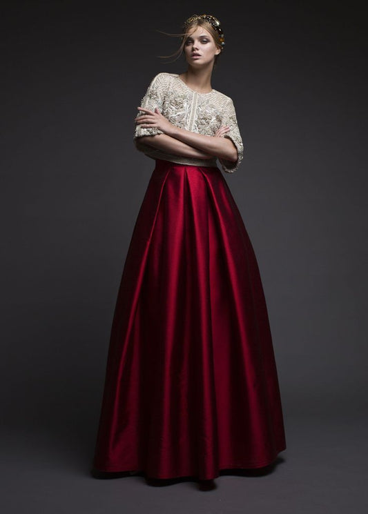 Elegant Burgundy Maxi Skirt for Bridesmaid and Special Evenings