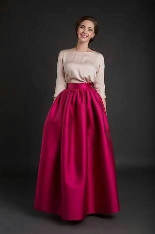 Trendy and Modern Style Long Pleated Pink Skirt