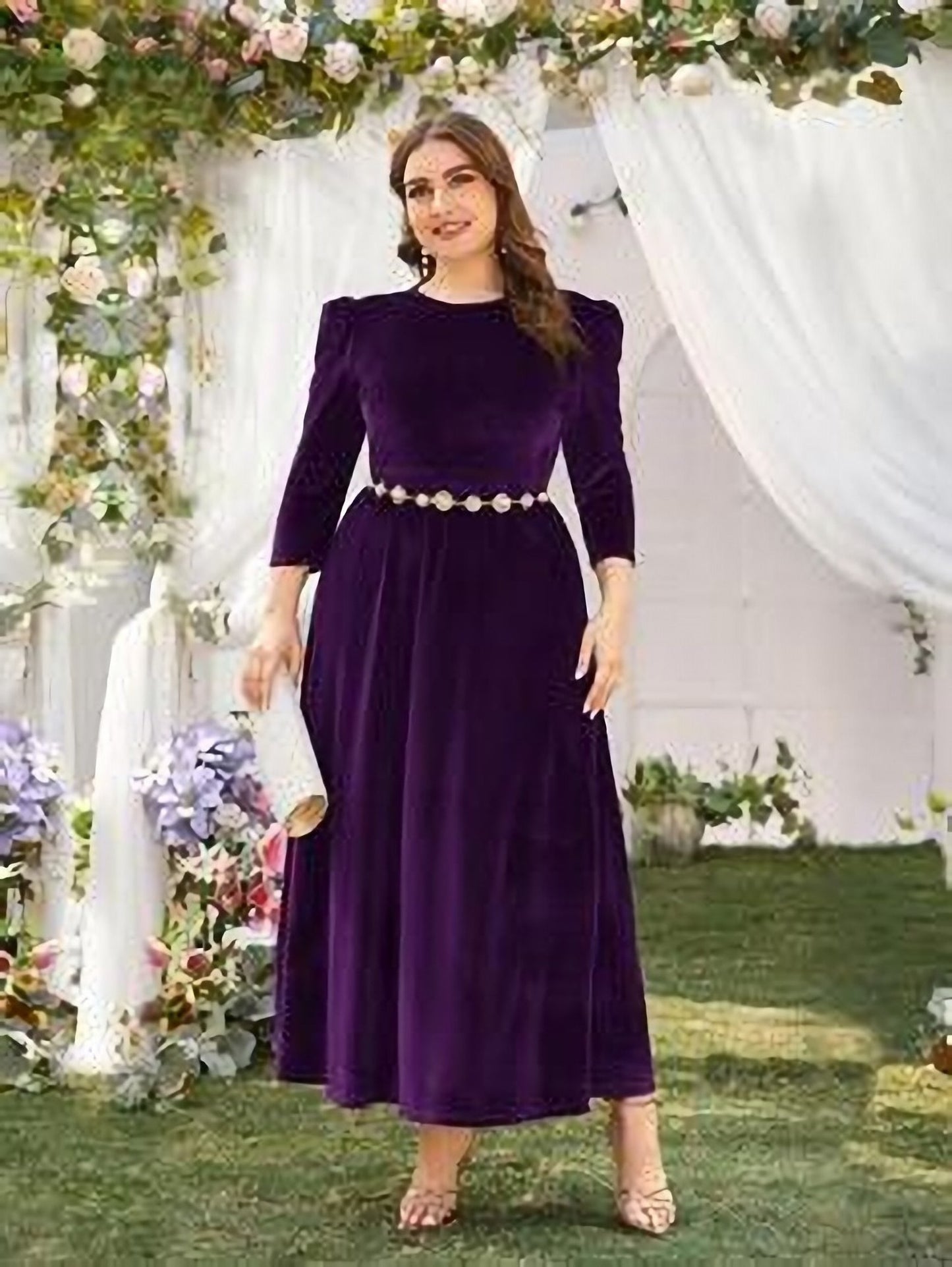 Blue Maxi Velvet Wedding Dresses for Women Plus Size
