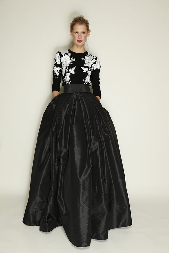 Long Pleated Black Skirt for Bridesmaid and Special Evenings