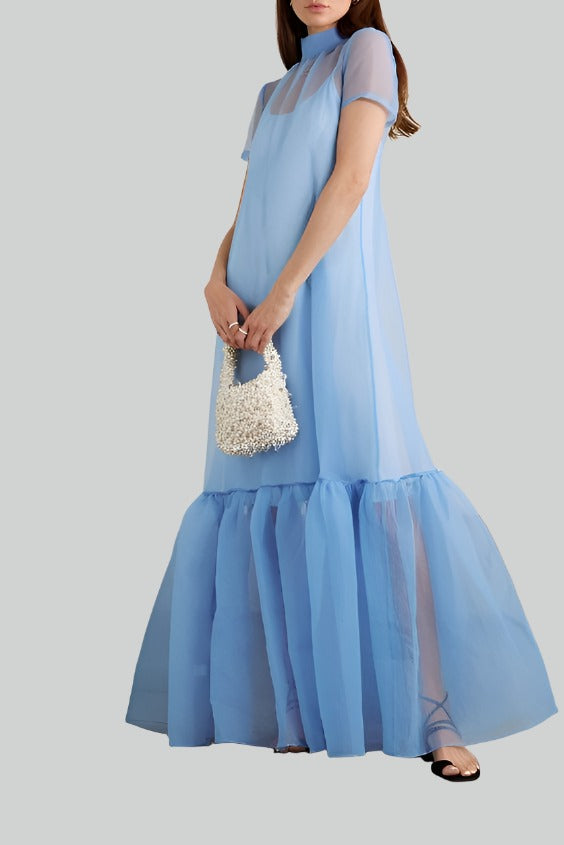 Blue Organza Bridesmaid Maxi Dress and Baby Shower