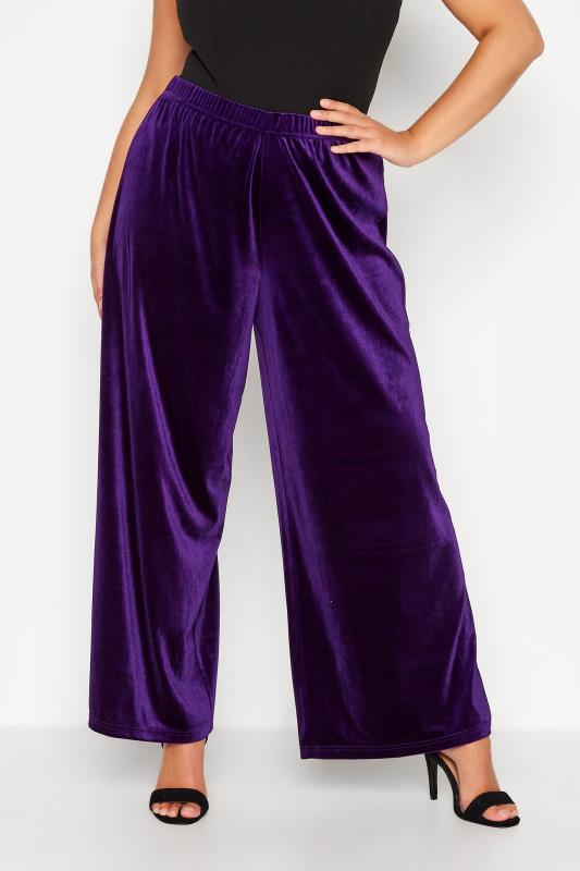 Purple Velvet Plus Size Palazzo for Special Occasions or Prom