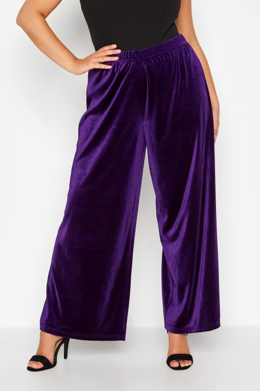 Purple Velvet Plus Size Palazzo for Special Occasions or Prom