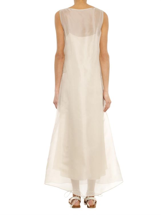 Sheer White Long Sleeveless Organza Dress Formal Wear