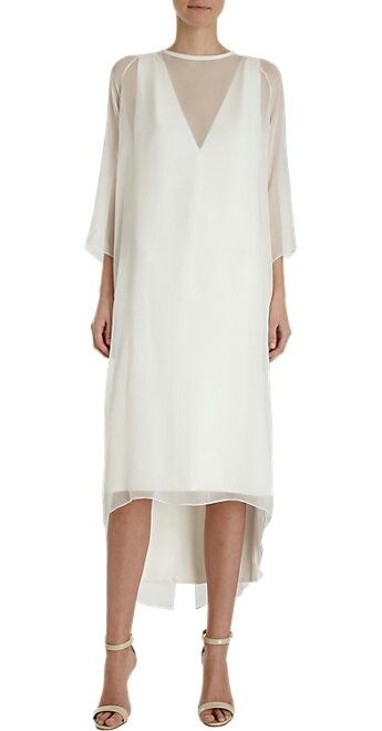 White Organza Midi Dress Evening Party Wear