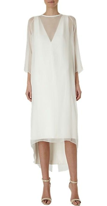 White Organza Midi Dress Evening Party Wear