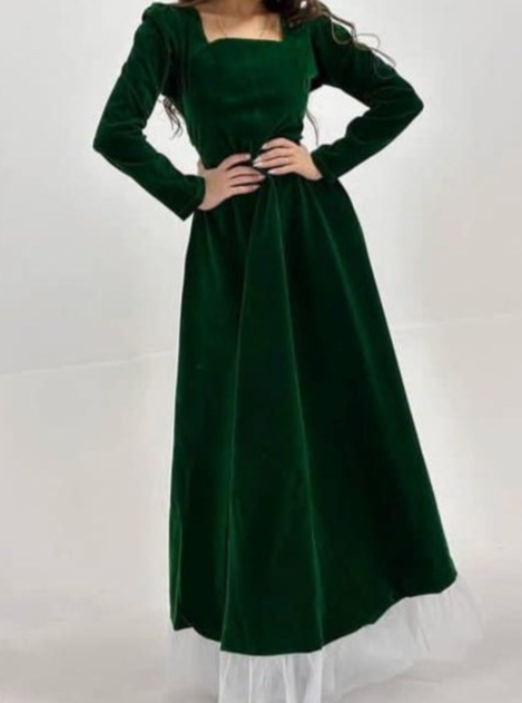 Emerald Green Long Bridesmaid Wedding Dress with Ruffle Hem