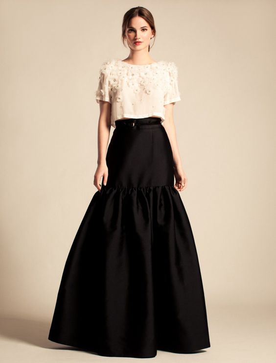 Graceful Long Black Skirt for Bridesmaid and Prom Nights