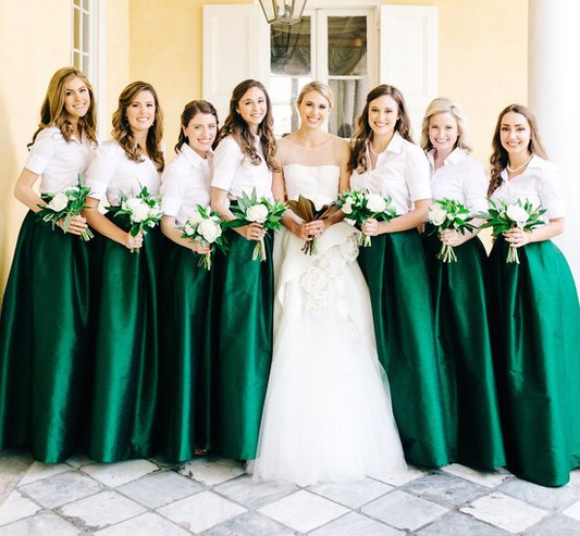 Emerald Green Taffeta Long Skirts for Wedding Bridesmaid