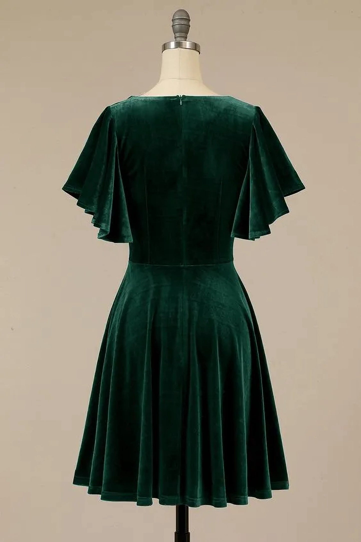 Emerald Green Velvet Short Dress for Dinner and Evenings