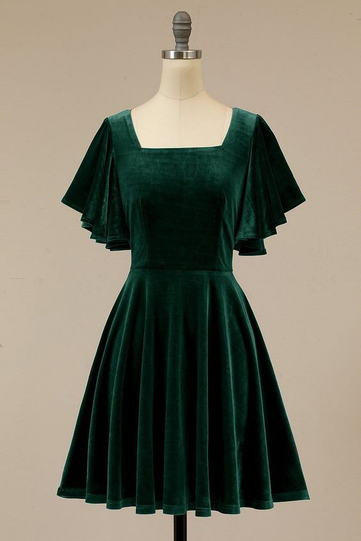 Emerald Green Velvet Short Dress for Dinner and Evenings