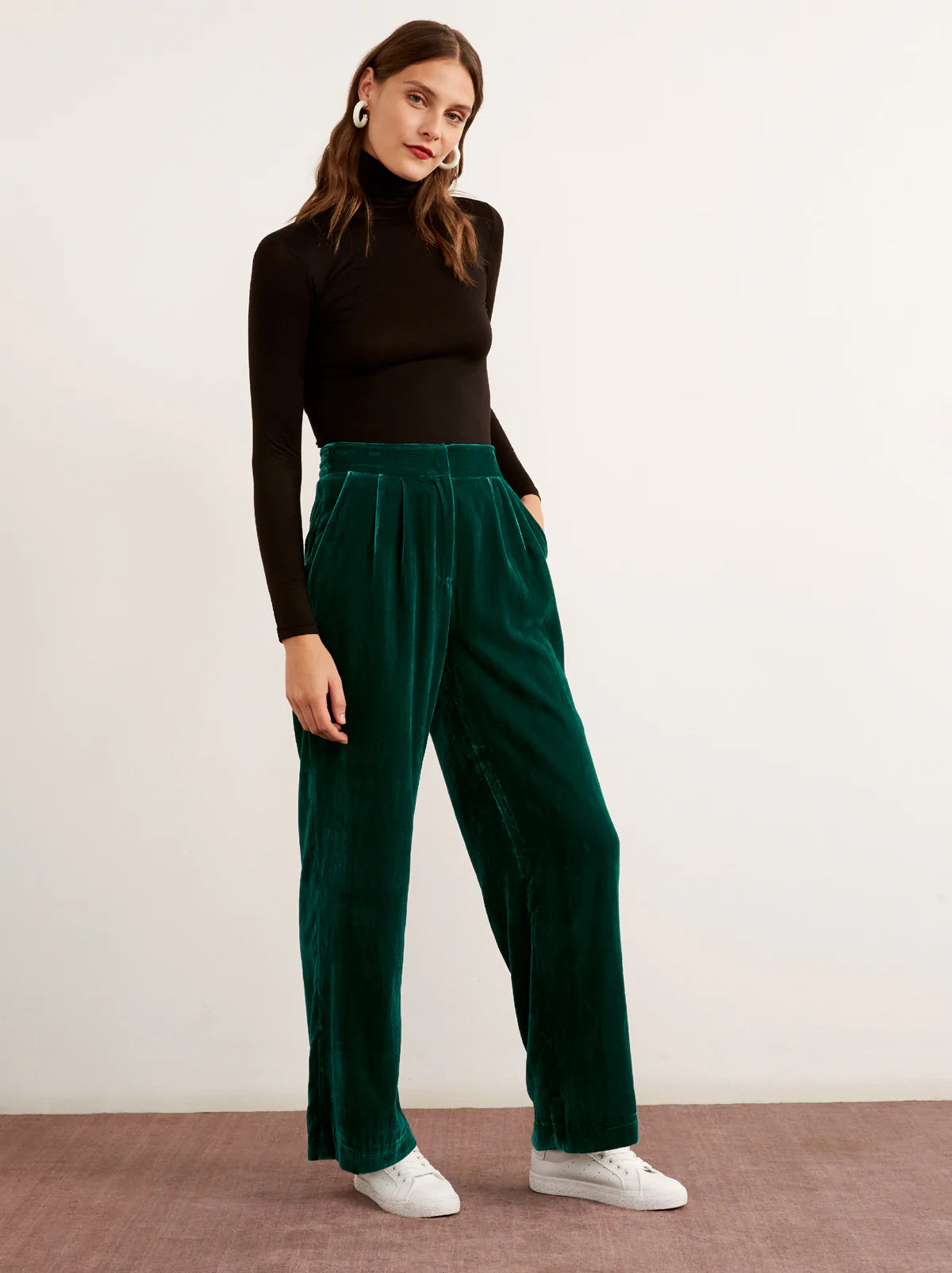 Emerald Green Loose Straight Leg Palazzo Trousers