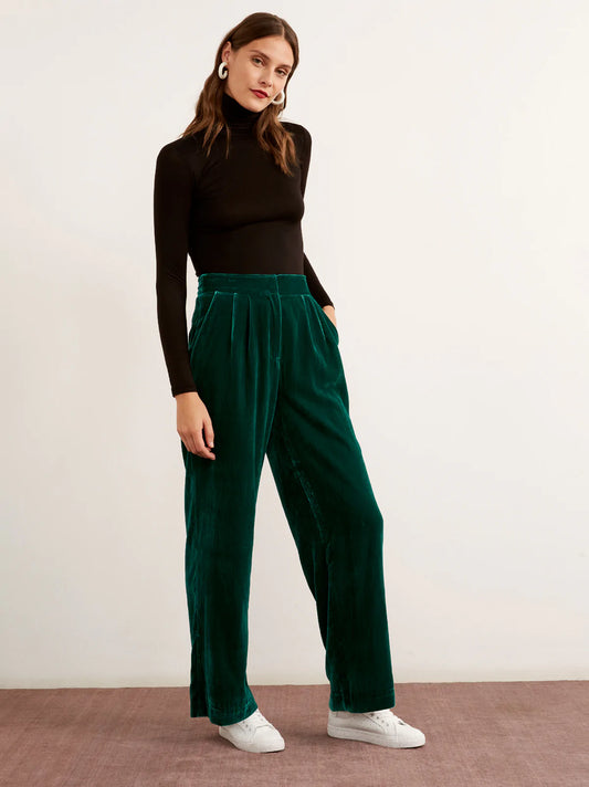 Emerald Green Loose Straight Leg Palazzo Trousers