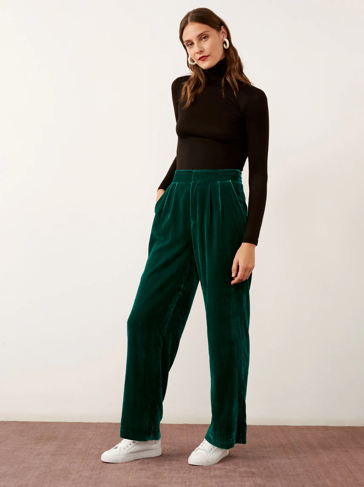 Emerald Green Loose Straight Leg Palazzo Trousers