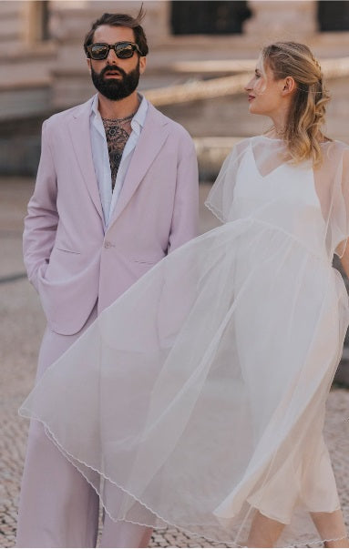 Stunning White Bridesmaids and Bridal Long Organza Dress