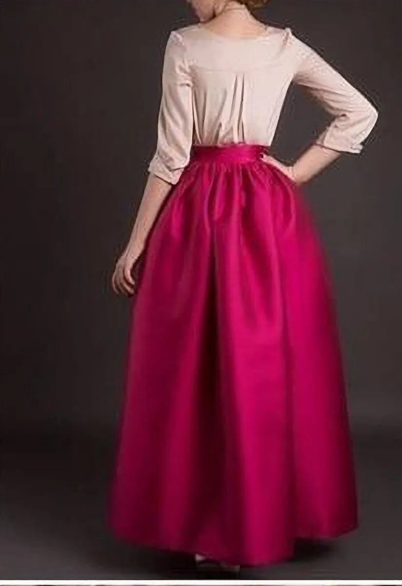 Trendy and Modern Style Long Pleated Pink Skirt