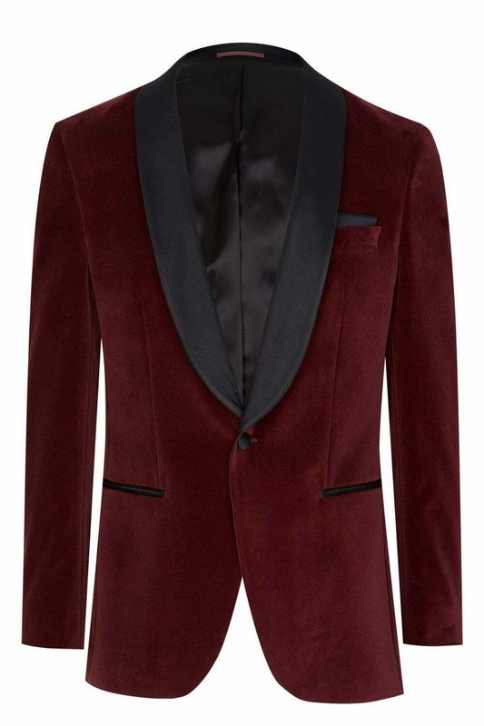 Mens Elegant Maroon Velvet Coat