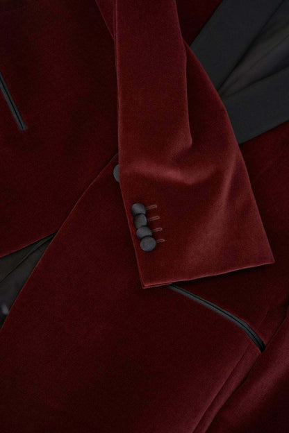 Mens Elegant Maroon Velvet Coat