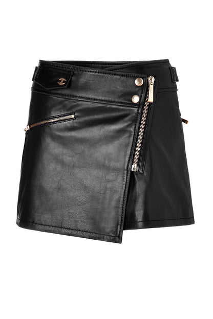 Vintage Wrap Leather Mini Skirt