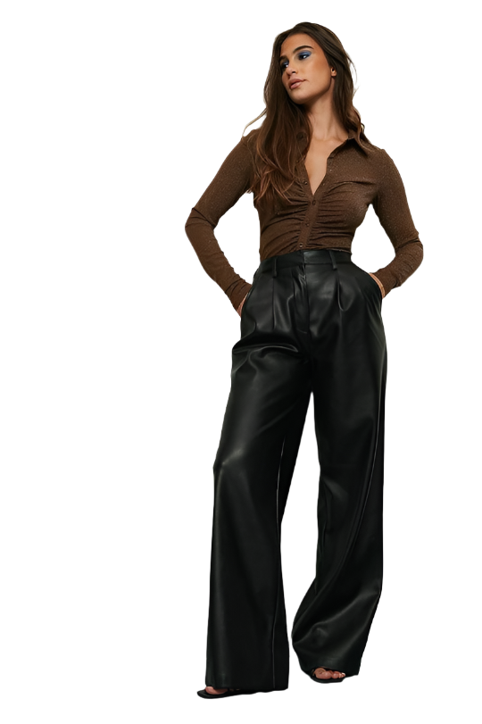 Wide Leg Leather Pants