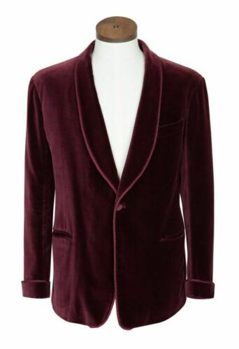 Men Velvet Blazer Smoking Jacket Coat