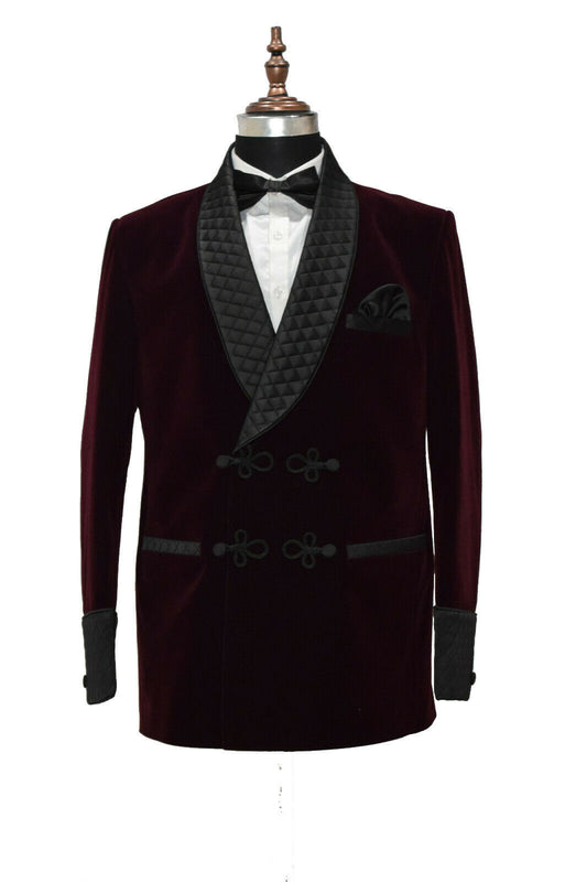 Burgundy Velvet Frogging Blazer