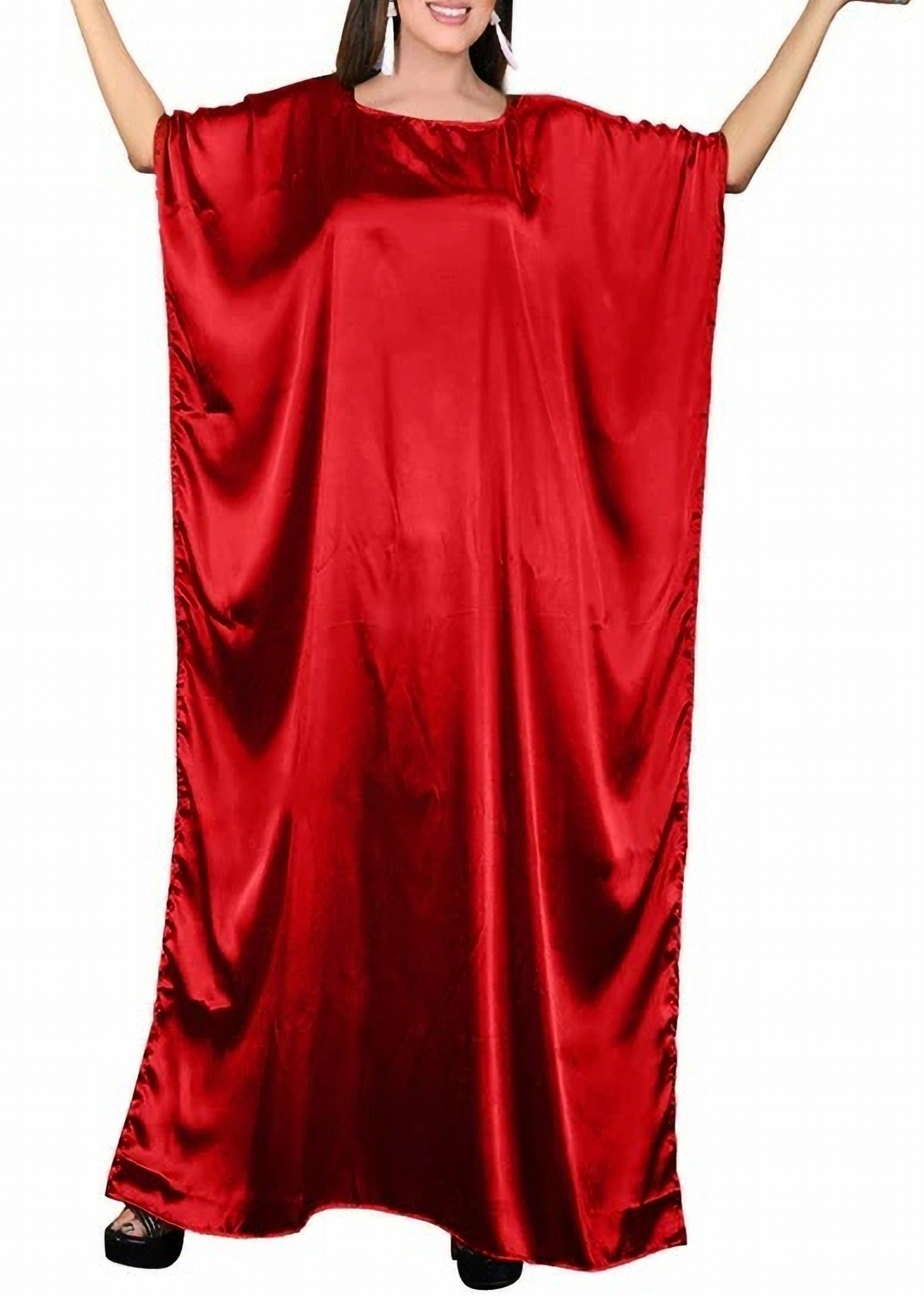 Long Kaftan Satin Maxi Dress