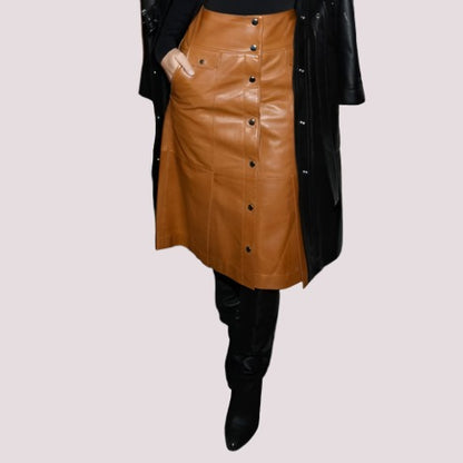 A Line Leather Skirt