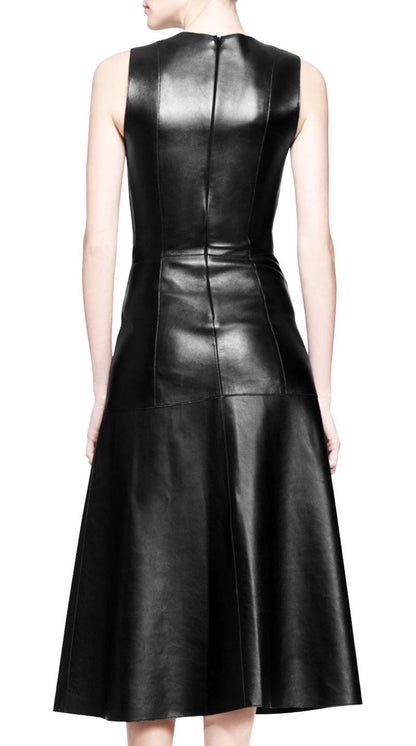 Women Leather Midi Dress