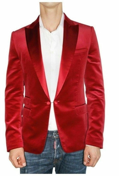 Designer Red Velvet Blazer