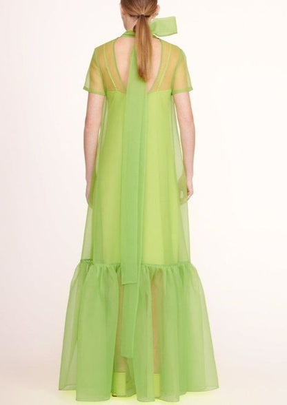 Short Sleeve Organza Maxi Dress