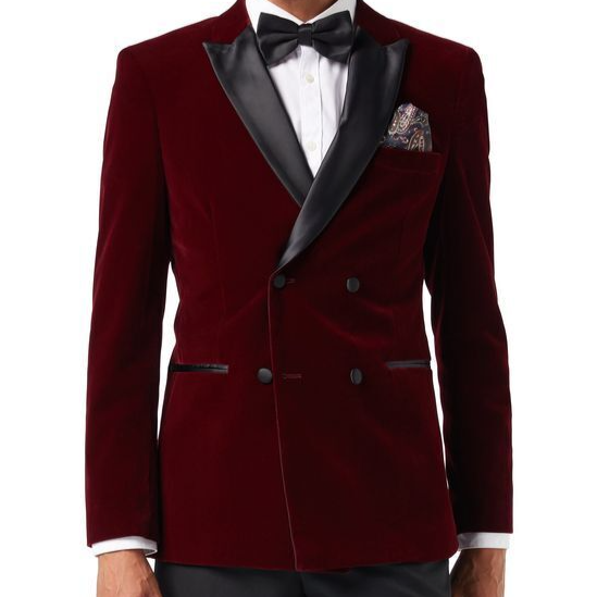 Burgundy Double Breasted Wedding Coat