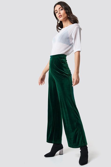 Velvet Wide Leg Pants Palazzo