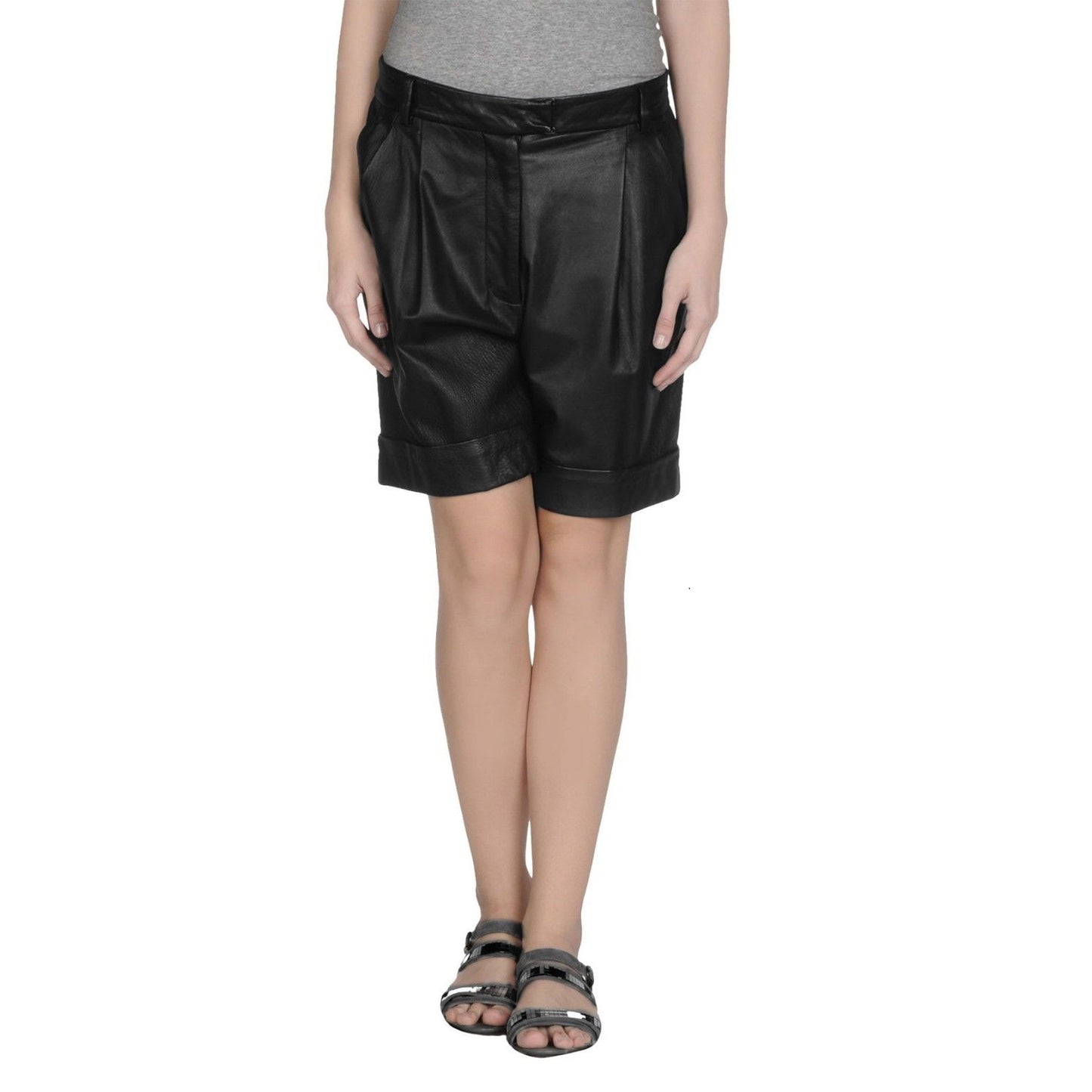 Black Bermuda Leather Shorts