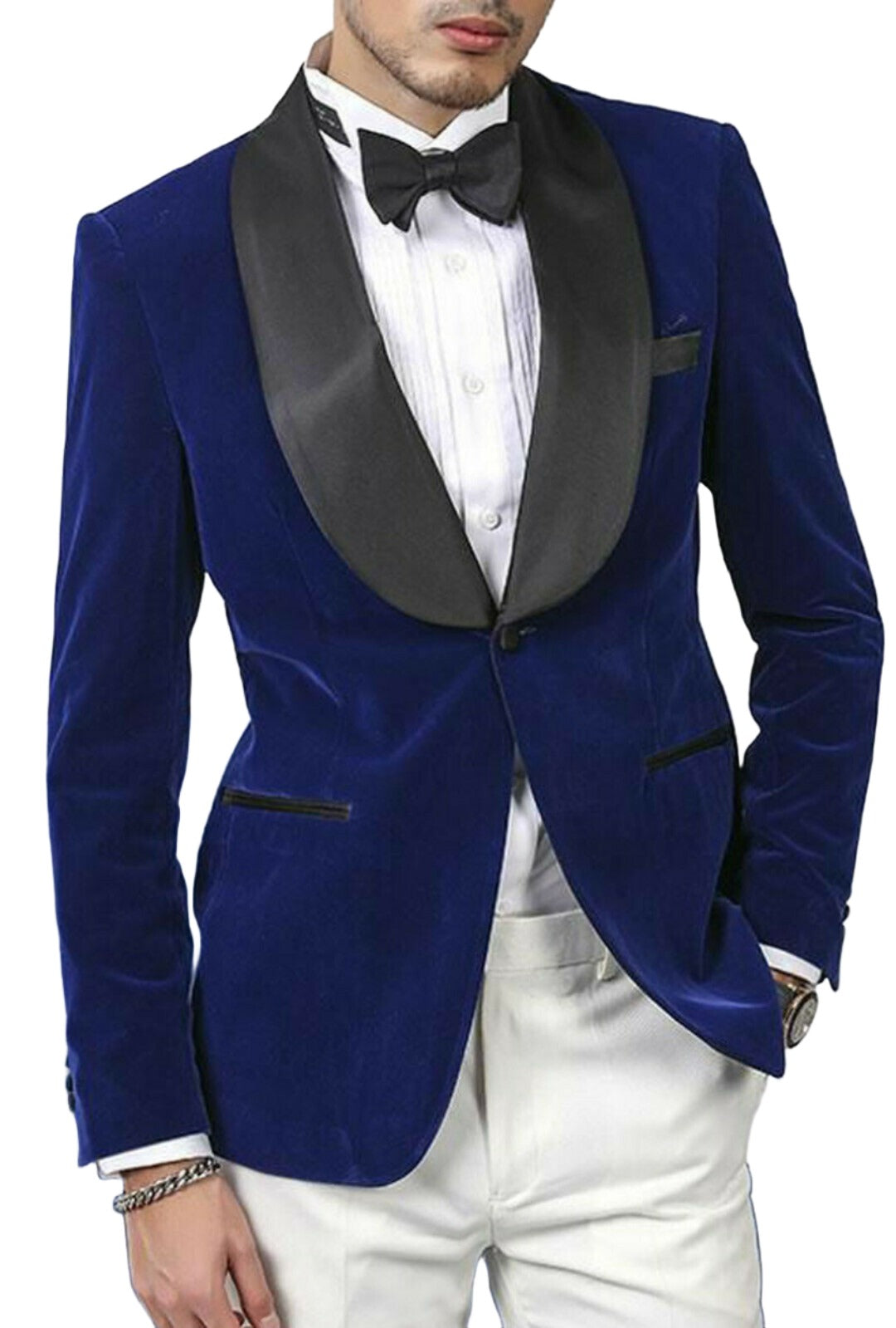 Men Blue Velvet Tuxedo Jacket