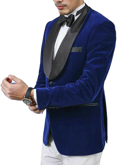 Men Blue Velvet Tuxedo Jacket