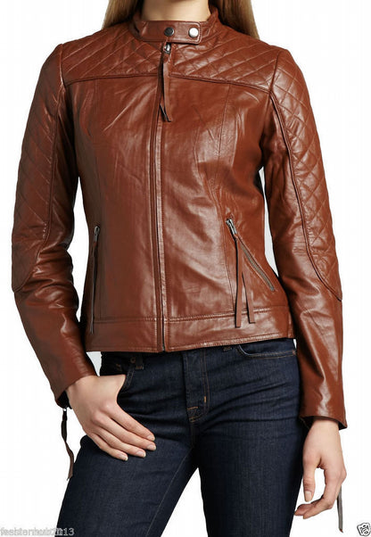 Women Leather Jacket Brown