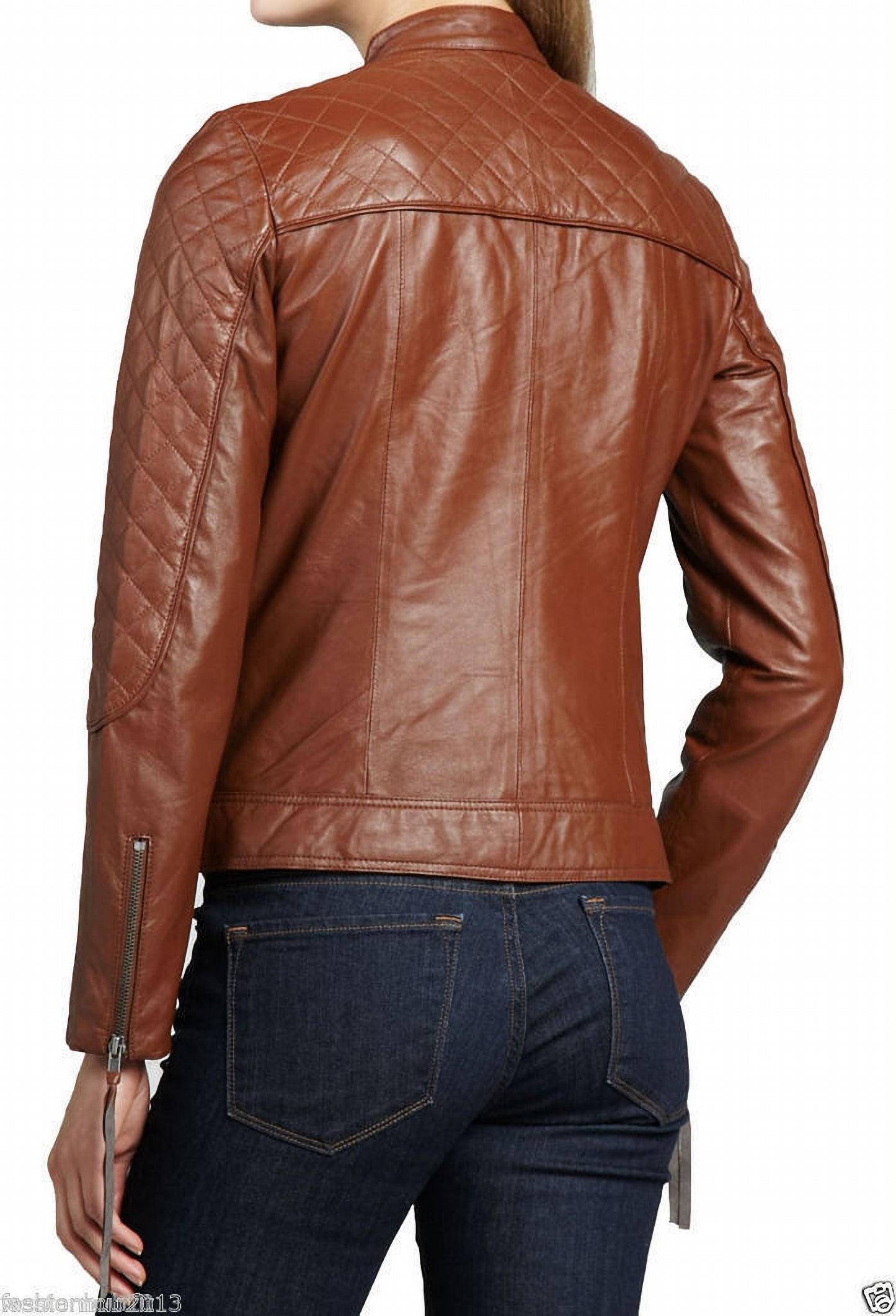 Women Leather Jacket Brown