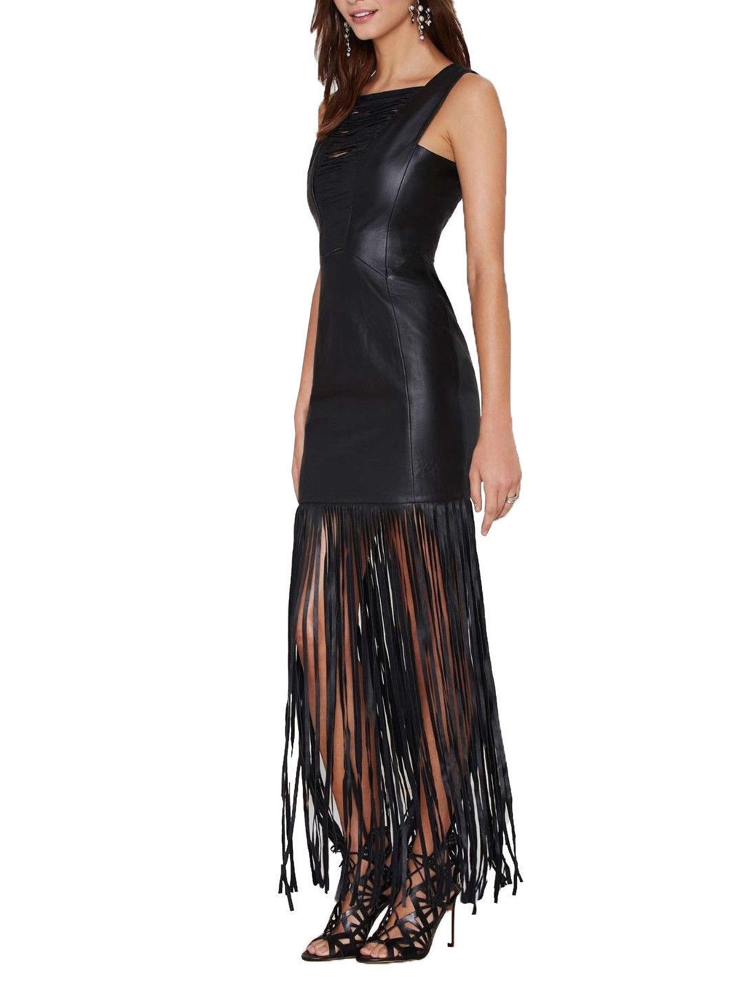 Designer Long Leather Dress