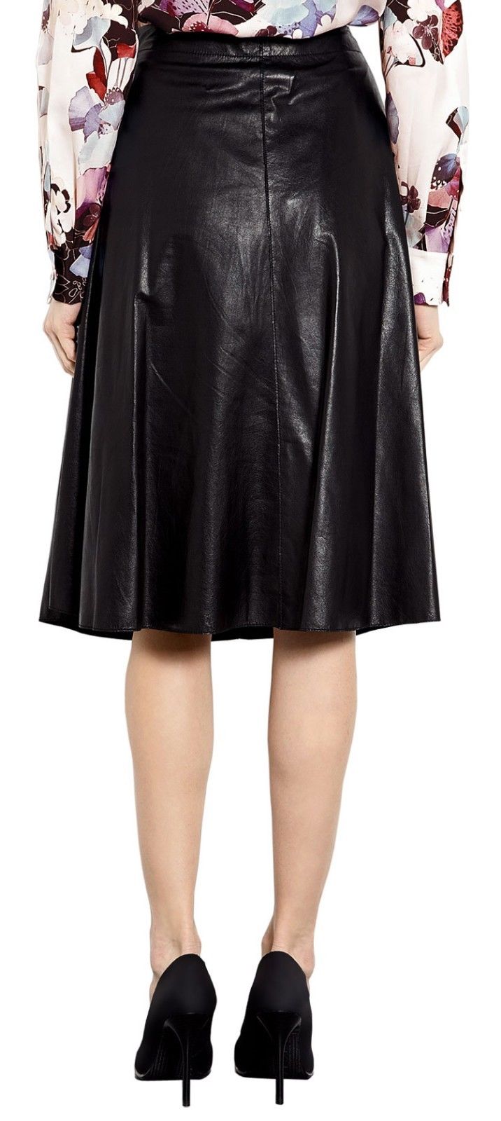 Autumn Vintage Flared Leather Skirt