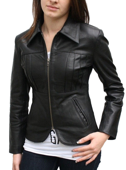 Black Leather Classic Biker Women Jacket