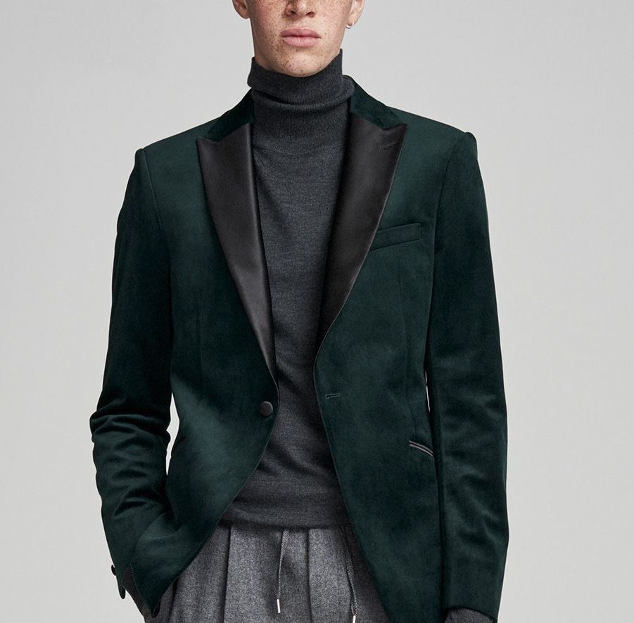 Men Green Velvet Jacket